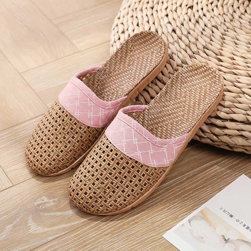 Moderne pantofole in lino antiscivolo traforate