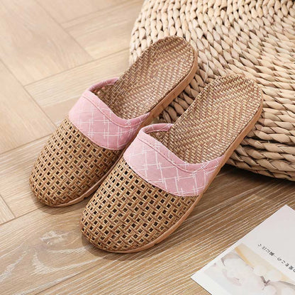 Moderne pantofole in lino antiscivolo traforate