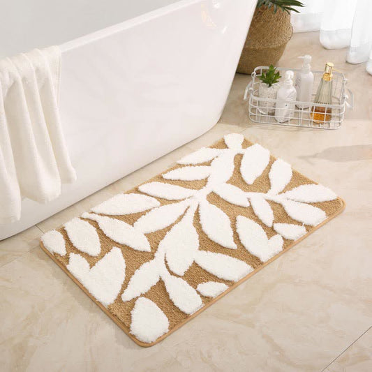 Tappetino da bagno antiscivolo morbido con motivo a foglie