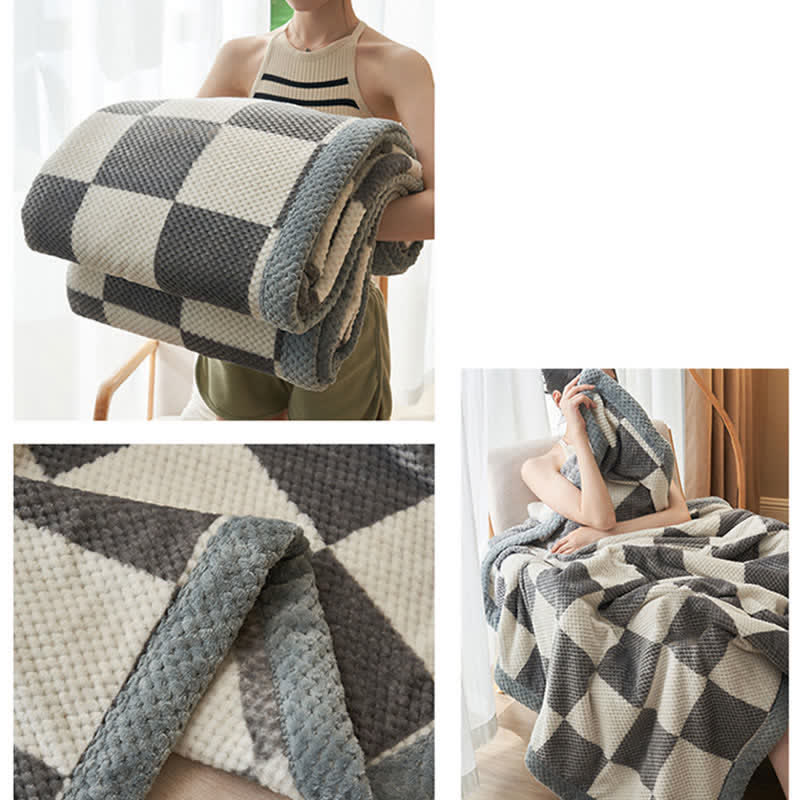 Coperta in pile di corallo caldo a quadri