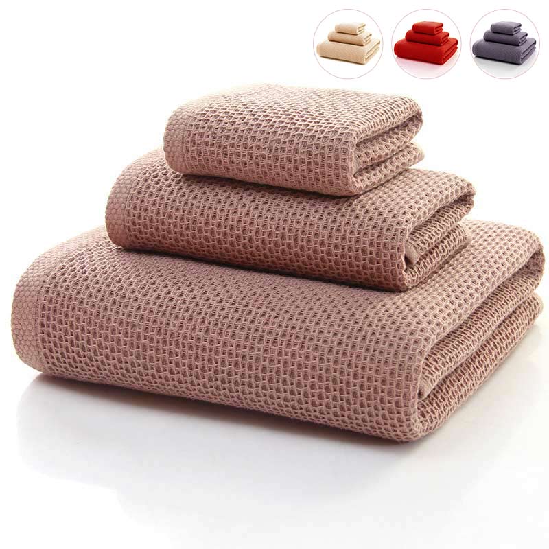 Set di asciugamani quadrati in cotone Ownkoti Simple con trama a nido d'ape (confezione da 3)