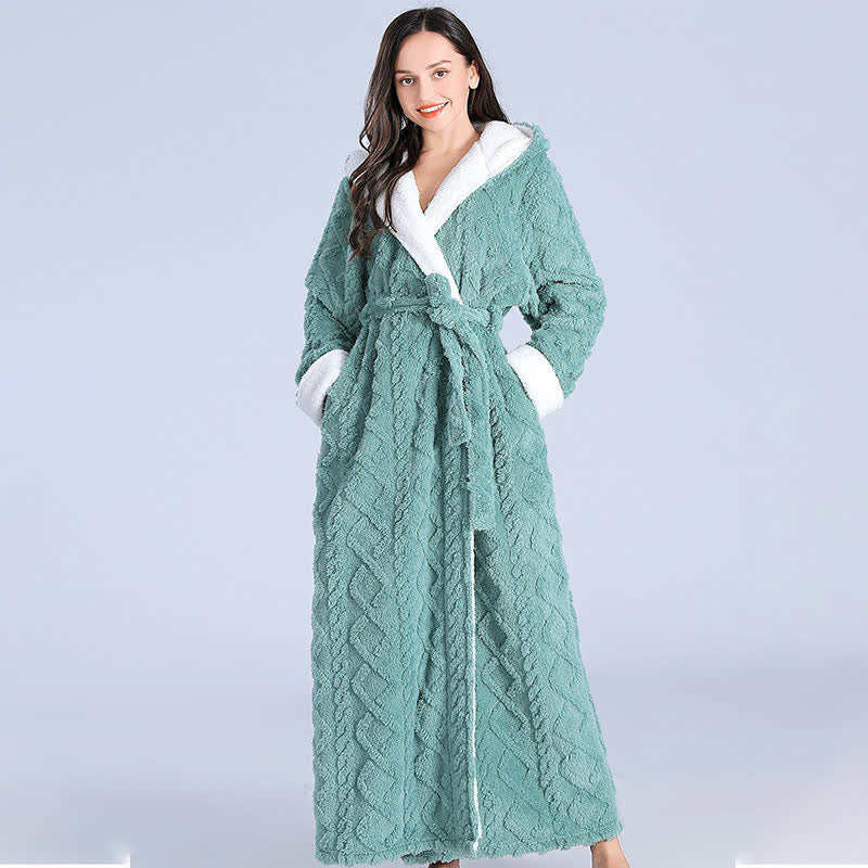 Accappatoio lungo con cappuccio in jacquard Ownkoti e cintura