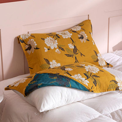 Cuscino in garza di cotone con fiori gialli (2 pezzi)