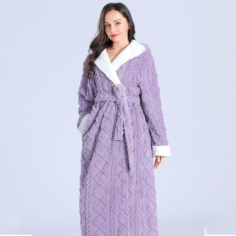 Accappatoio lungo con cappuccio in jacquard Ownkoti e cintura