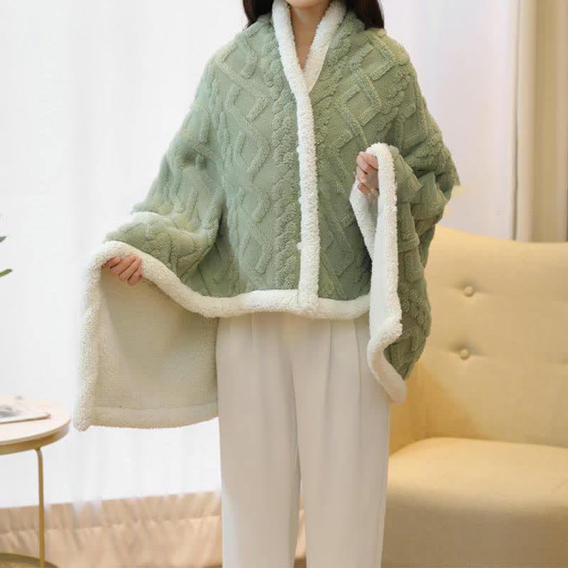 Coperta scialle in pile caldo con motivo a rombi
