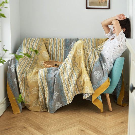 Coperta reversibile in cotone Ownkoti con stampa spiga di grano