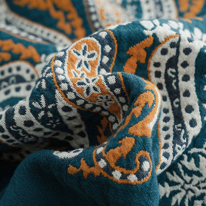 Coperta reversibile trapuntata in garza di cotone a fiori