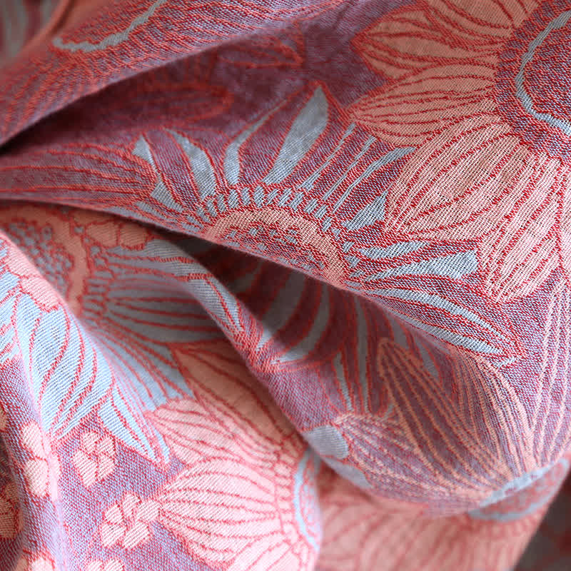 Completo da casa in garza di cotone jacquard girasole