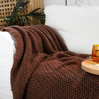 Coperta in maglia con nappe, semplice e tinta unita, Ownkoti