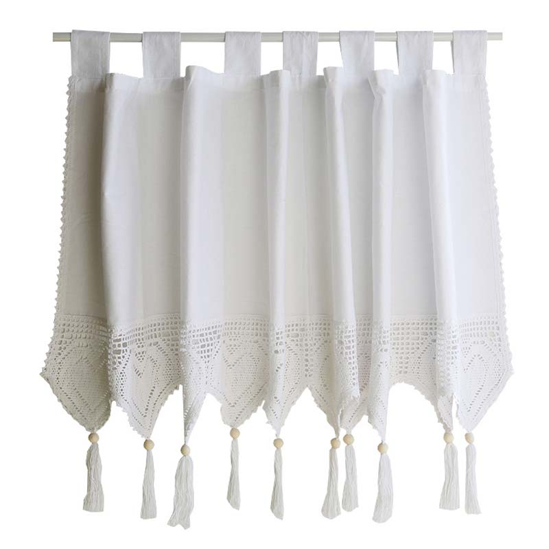 Tenda per armadio in cotone bianco, tenda corta