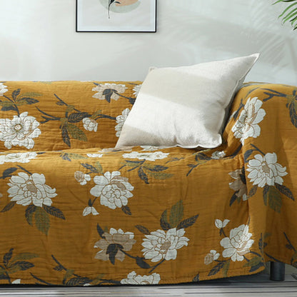 Copridivano reversibile con motivo floreale in cotone Ownkoti - Giallo - 200cm x 230cm - image 8