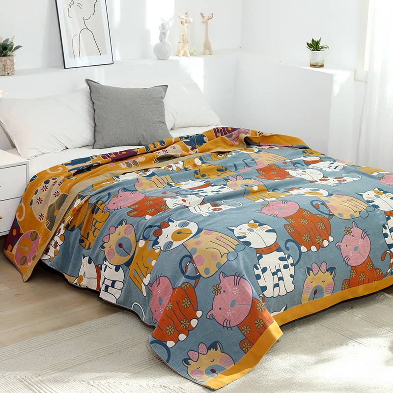 Trapunta reversibile in cotone con simpatici animali dei cartoni animati Ownkoti