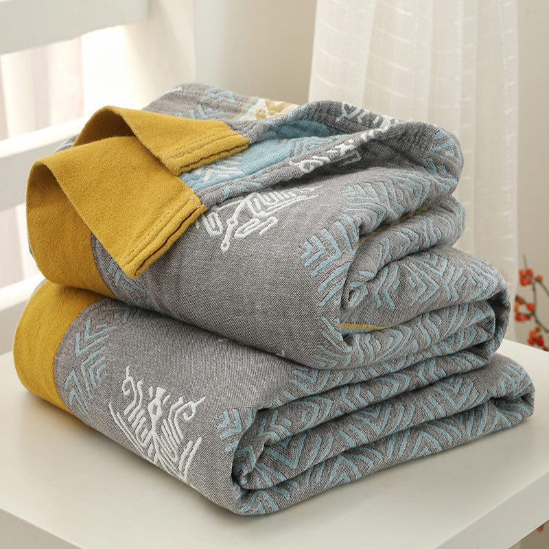 Coperta reversibile in cotone Ownkoti con stampa spiga di grano
