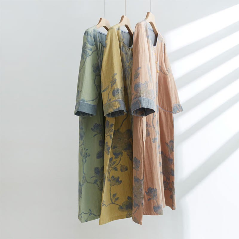 Camicia da notte corta in cotone jacquard Magnolia