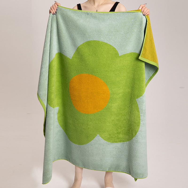 Asciugamano traspirante in cotone colorblock con motivo floreale