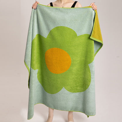 Asciugamano traspirante in cotone colorblock con motivo floreale