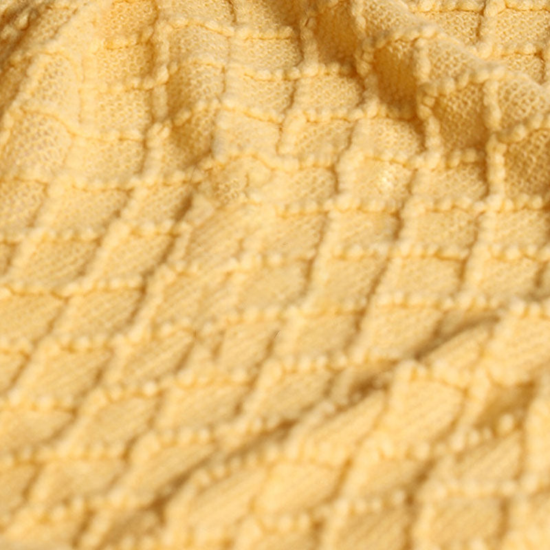Coperta con motivo prismatico lavorato a maglia Ownkoti con nappe