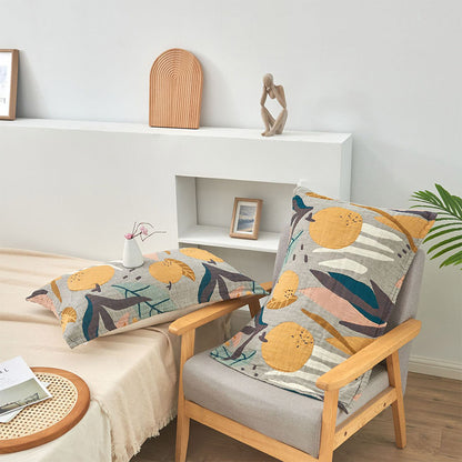 Cuscino e asciugamano in cotone Boho con stampa di frutta Ownkoti, decorazione per letto (2 pezzi)