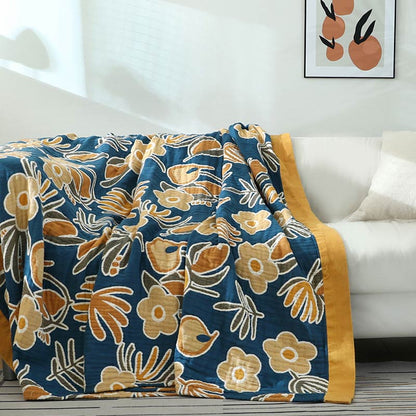 Copridivano con motivo a fiori gialli
