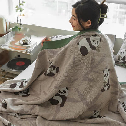Trapunta reversibile in cotone con stampa panda