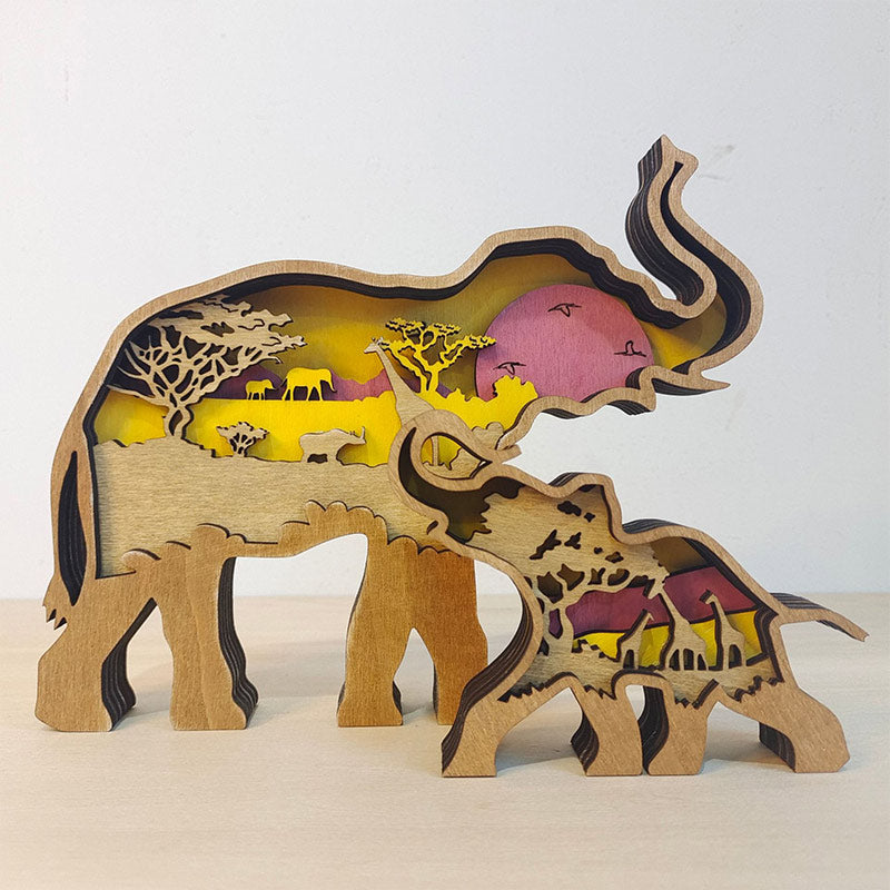 Decorazione creativa a forma di animale della foresta di Ownkoti - Famiglia di elefanti