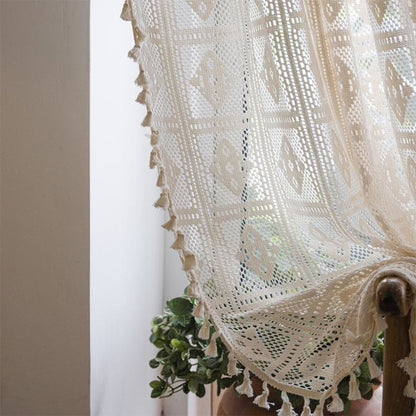 Tenda decorativa traforata a quadri romboidali Ownkoti