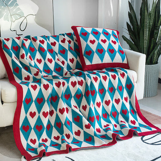 Coperta decorativa lavorata a maglia Diamond & Love