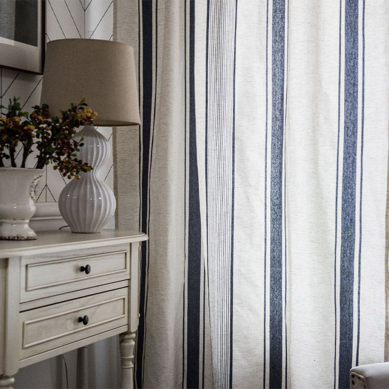 Tende semi-oscuranti a righe blu navy e beige Ownkoti