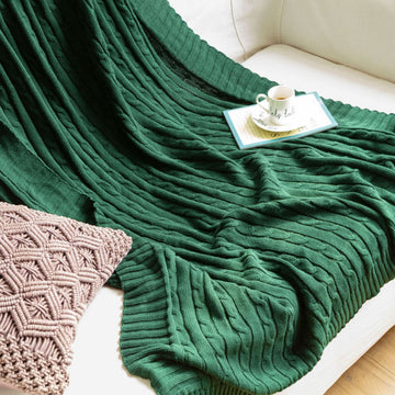 Coperta in maglia di cotone tinta unita Ownkoti per divano - Verde scuro - 180cm x 200cm - image 0