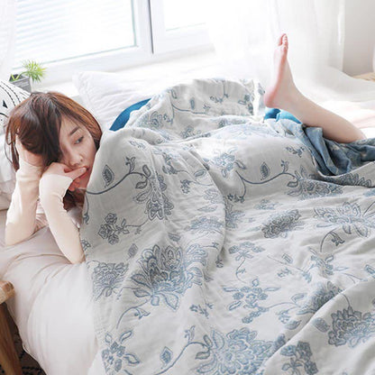 Coperta per divano in cotone con stampa floreale leggera Ownkoti