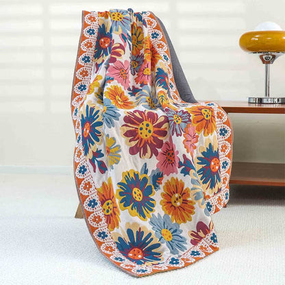 Asciugamano da bagno in morbido cotone con fiori luminosi
