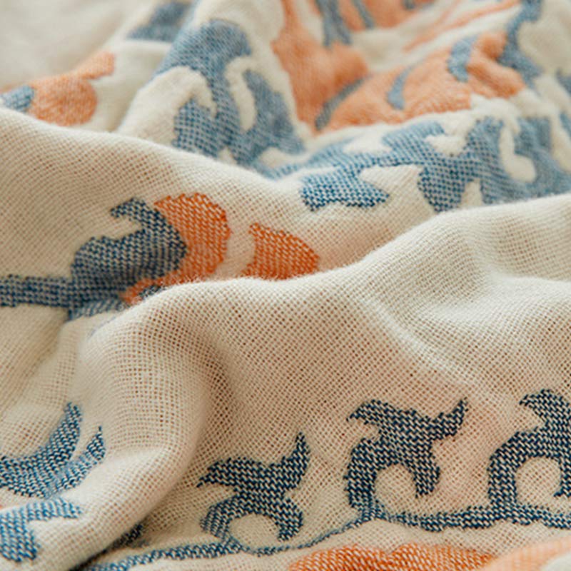 Trapunta reversibile in cotone con stampa floreale colorata