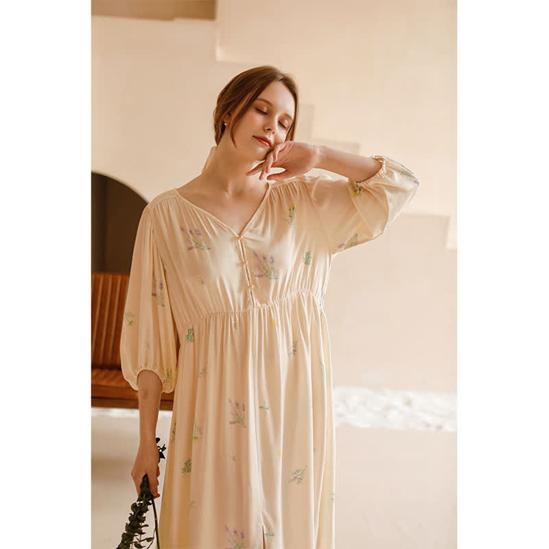 Graziosa e comoda camicia da notte in raso in stile rurale