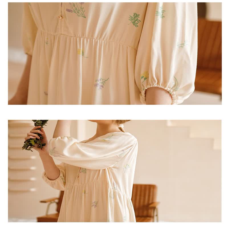 Graziosa e comoda camicia da notte in raso in stile rurale