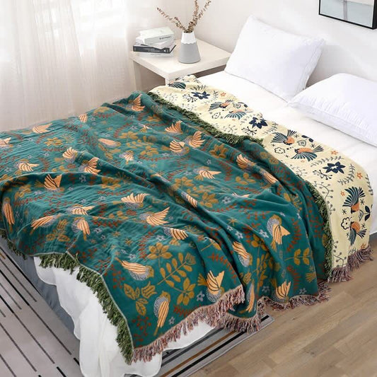 Trapunta reversibile traspirante Boho Flower Bird di Ownkoti