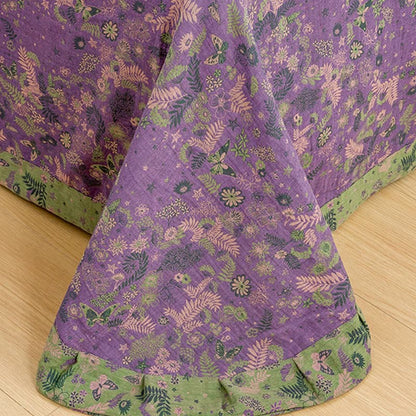 Set di biancheria da letto in cotone viola con motivo floreale Boho (4 pezzi)