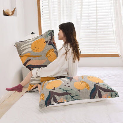 Cuscino e asciugamano in cotone Boho con stampa di frutta Ownkoti, decorazione per letto (2 pezzi)