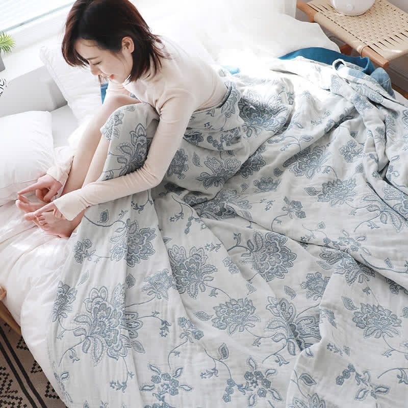 Coperta per divano in cotone con stampa floreale leggera Ownkoti