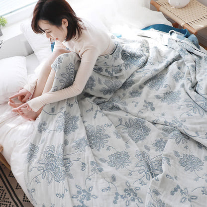 Coperta per divano in cotone con stampa floreale leggera Ownkoti