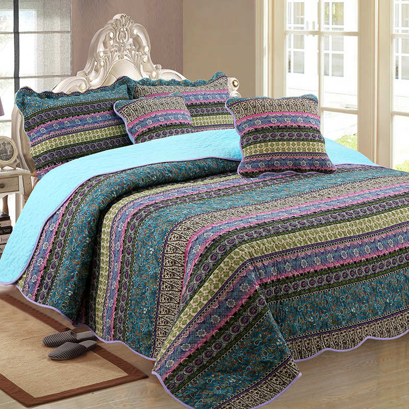 Trapunta in stile jacquard a righe con federa