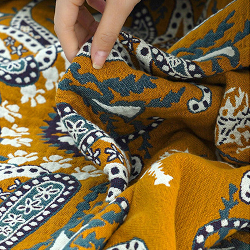Coperta reversibile trapuntata in garza di cotone a fiori