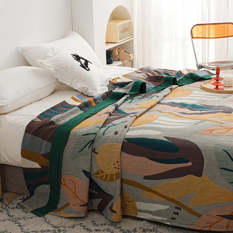 Trapunta leggera in cotone con motivo reversibile e frutta