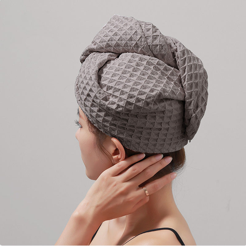 Asciugamano per capelli con bottone a nido d'ape
