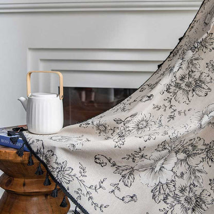 Tenda a fiori neri con nappa nera