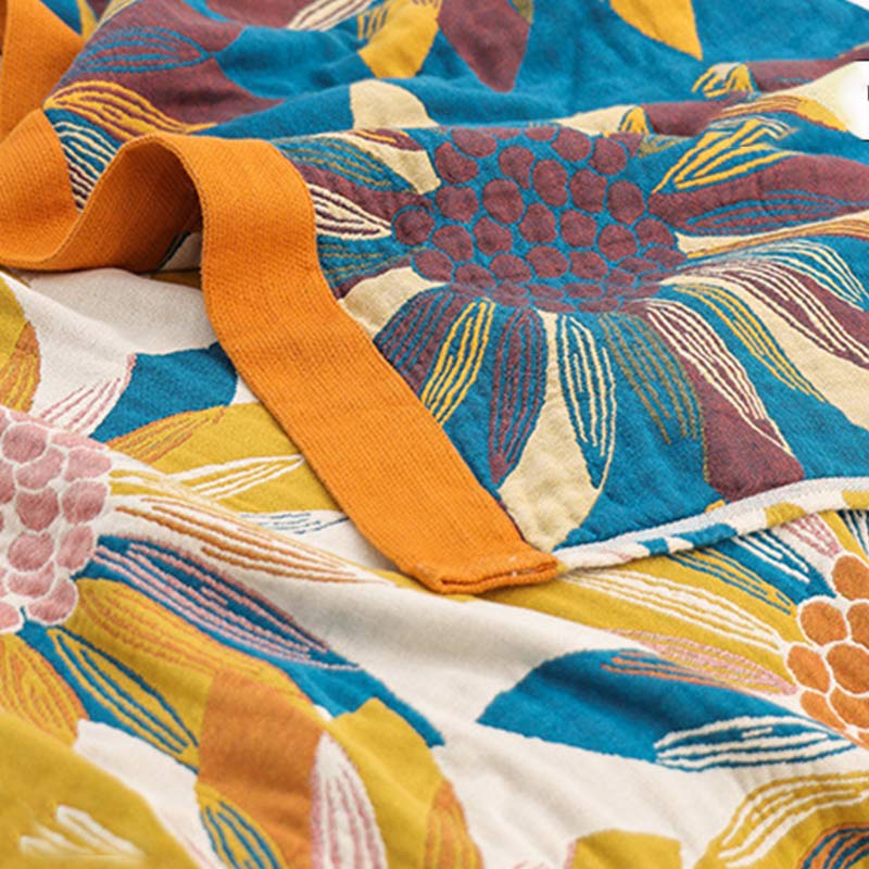 Trapunta reversibile in cotone con stampa a fiori gialli Ownkoti