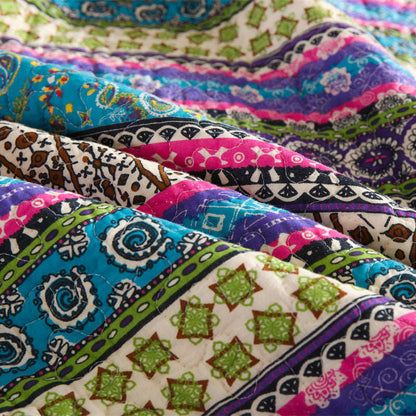 Trapunta in stile jacquard a righe con federa