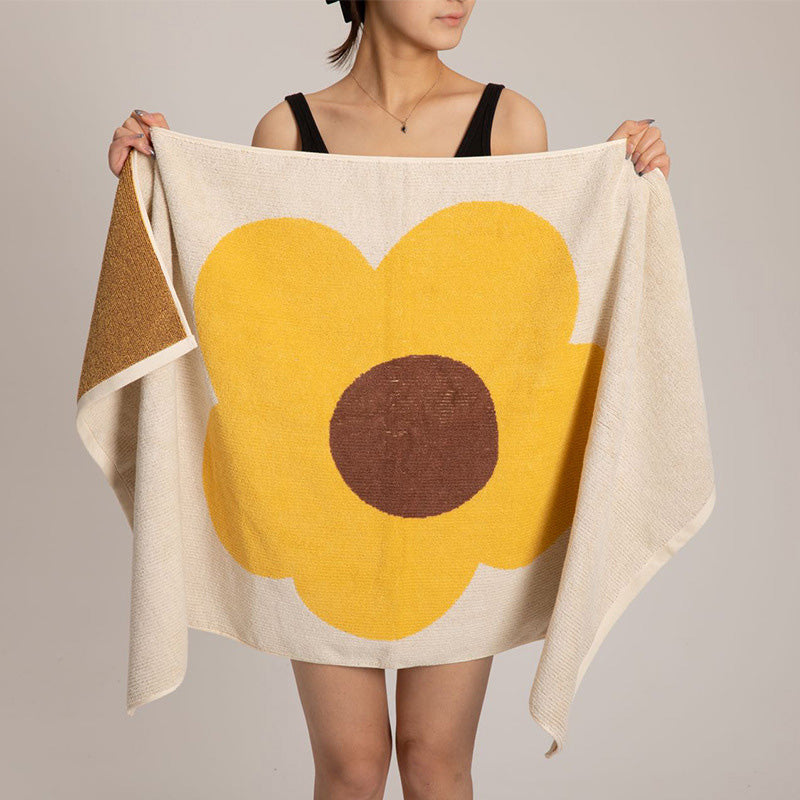 Asciugamano traspirante in cotone colorblock con motivo floreale