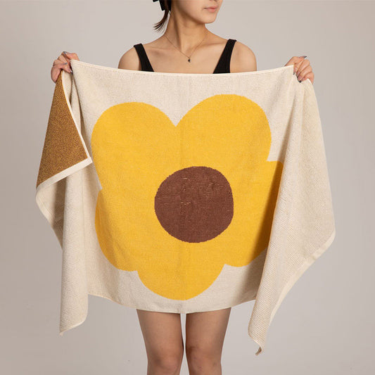 Asciugamano traspirante in cotone colorblock con motivo floreale