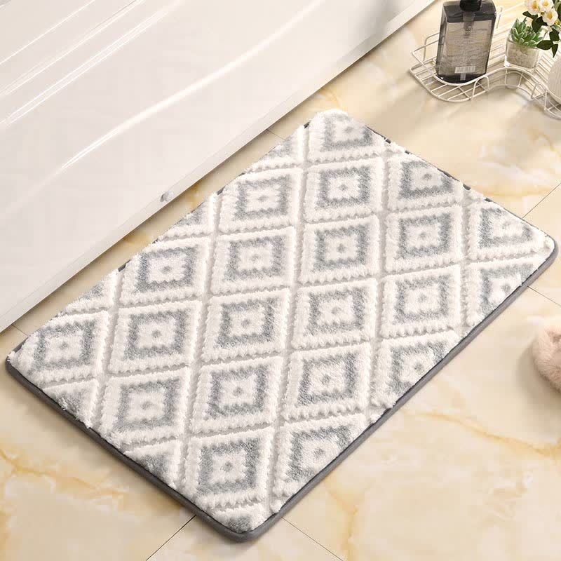 Tappetino da bagno antiscivolo morbido con motivo a reticolo diamantato