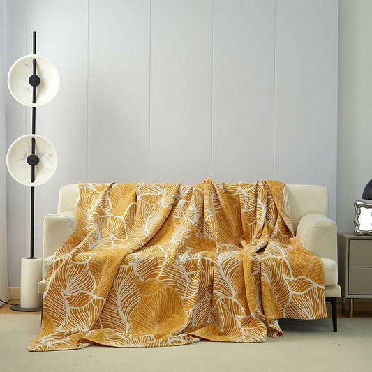 Coperta copridivano con foglie di platano - Giallo - 230cm x 250cm - image 1